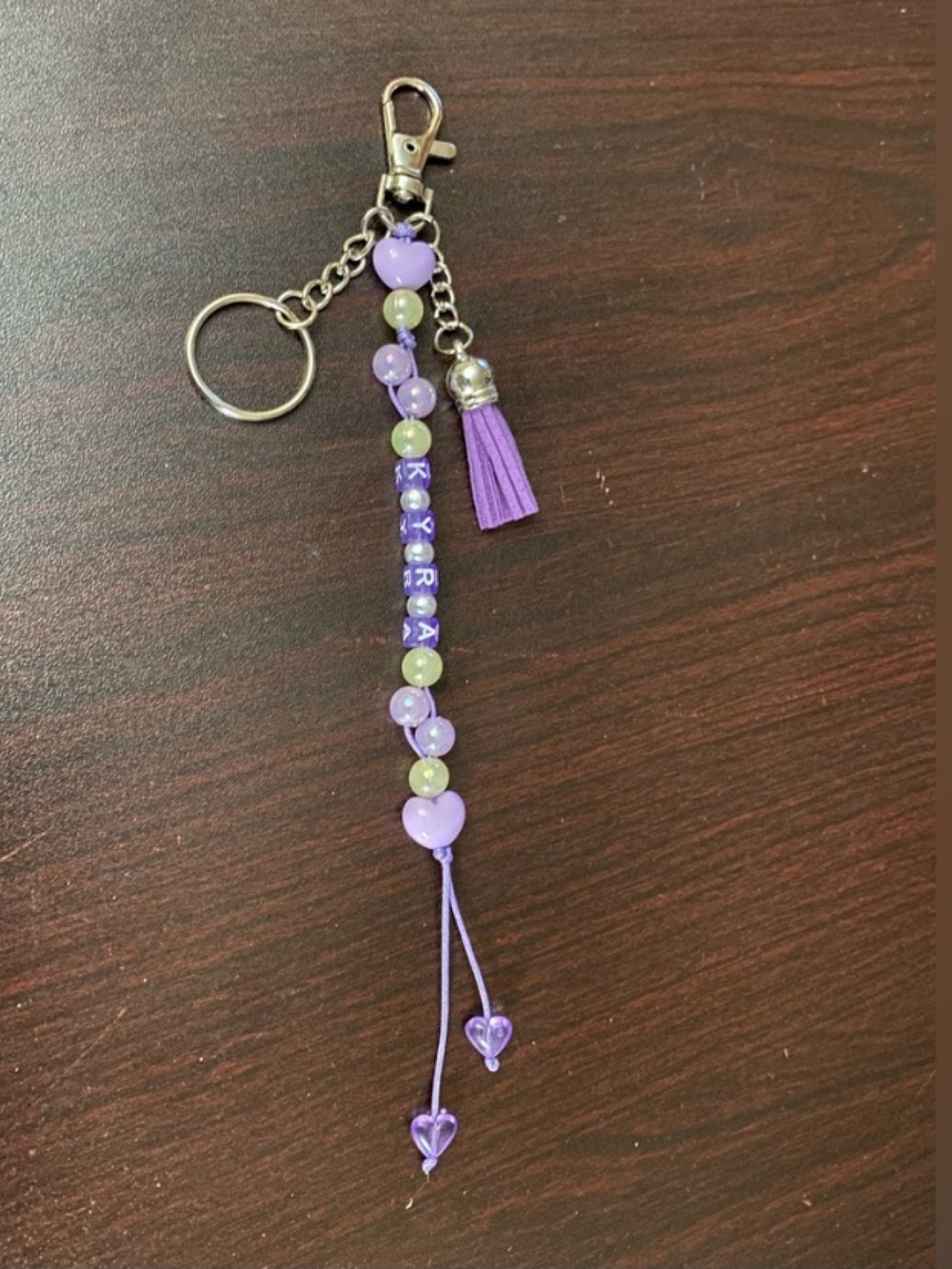 Keychain beaded purse charm with personalized Name